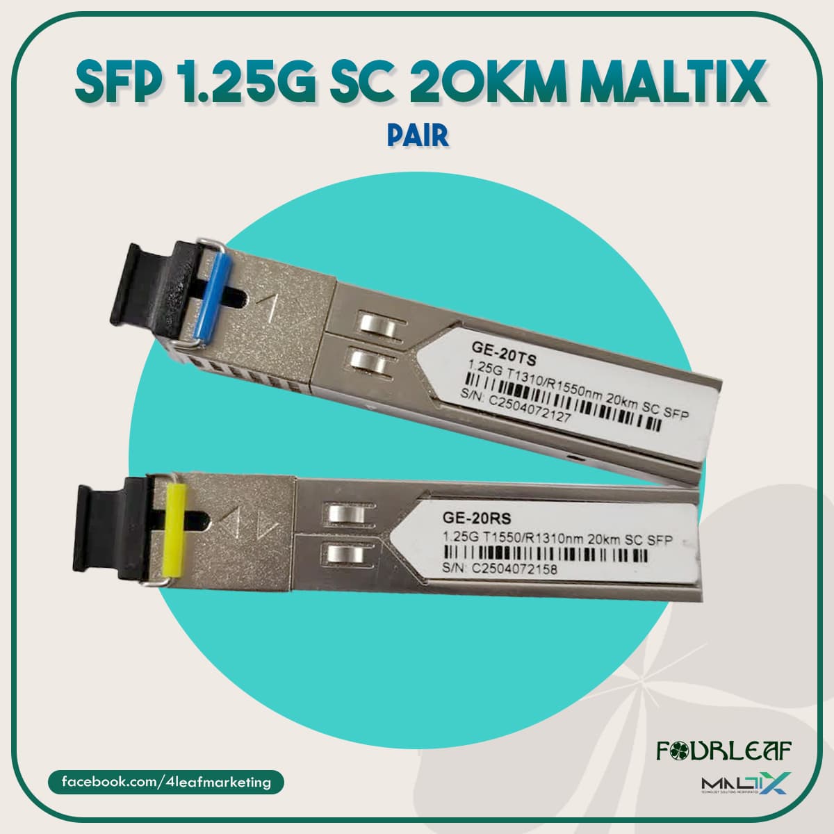 SFP 1.25G SC 20KM MALTIX (PAIR)