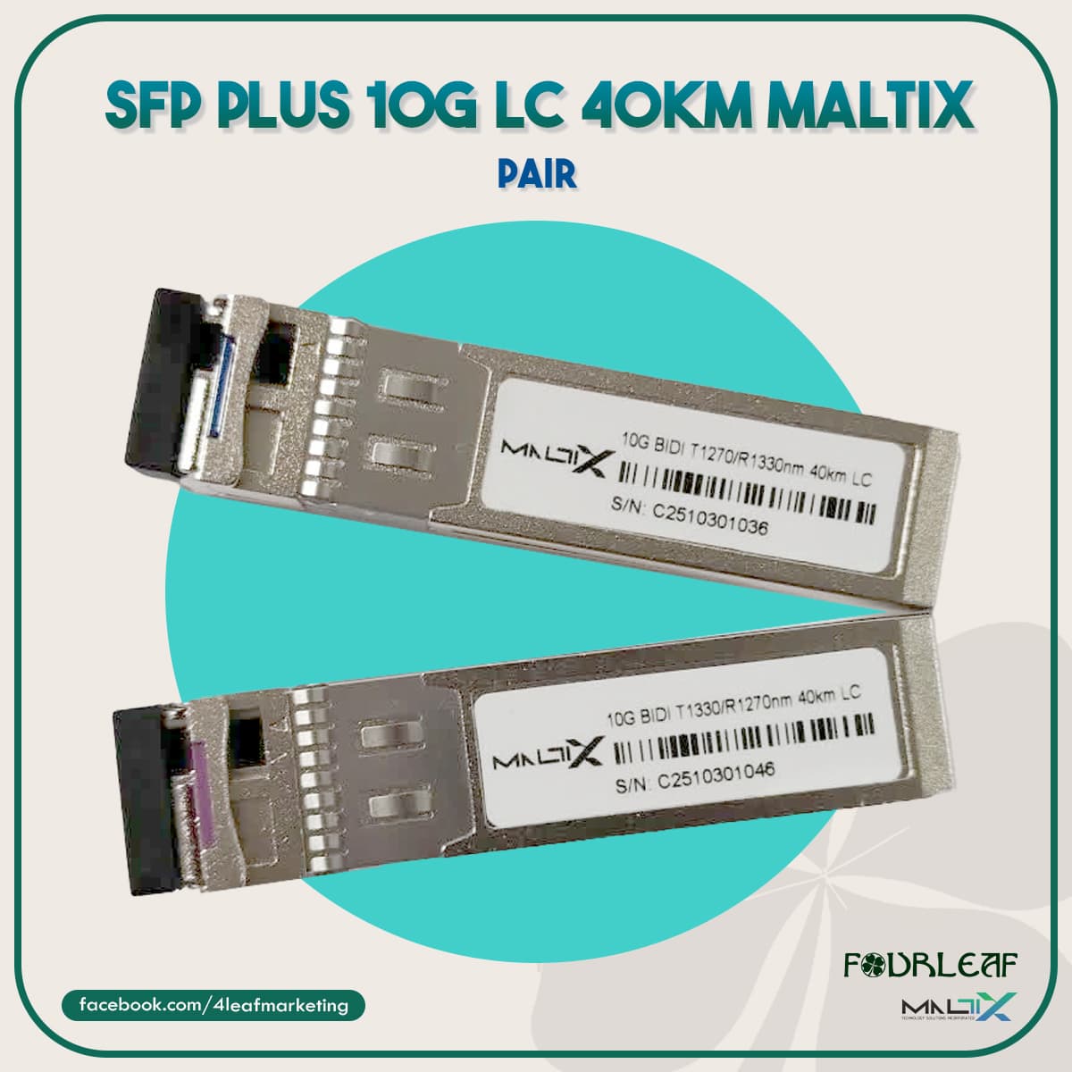 SFP PLUS 10G LC 40KM MALTIX (PAIR)