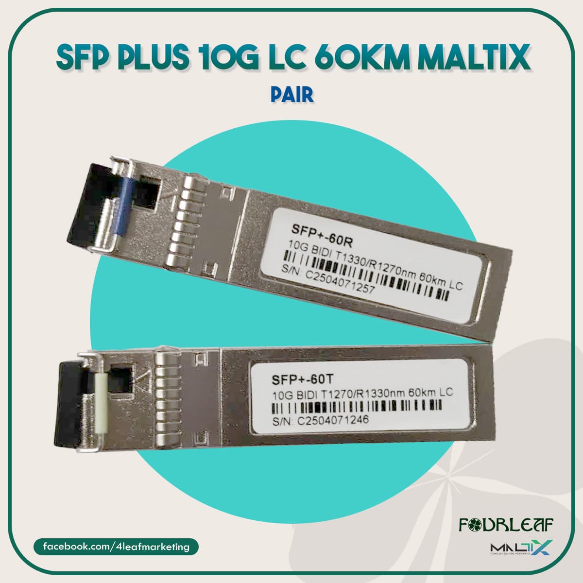 SFP PLUS 10G LC 60KM MALTIX (PAIR)