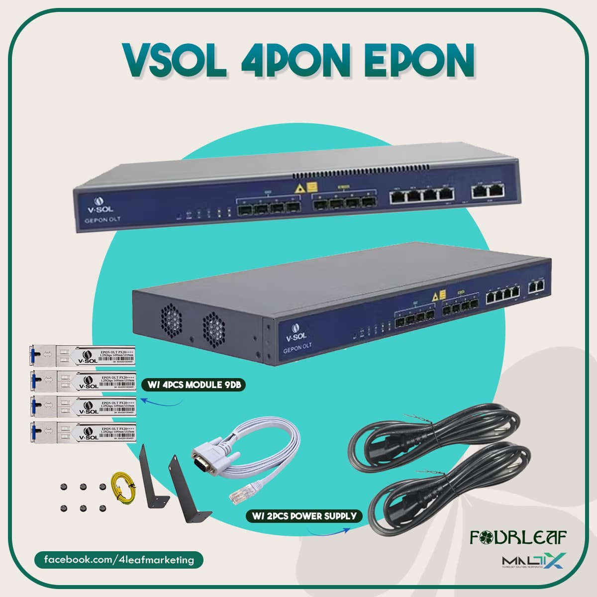 VSOL 4PON EPON with 9dB/7dB Module