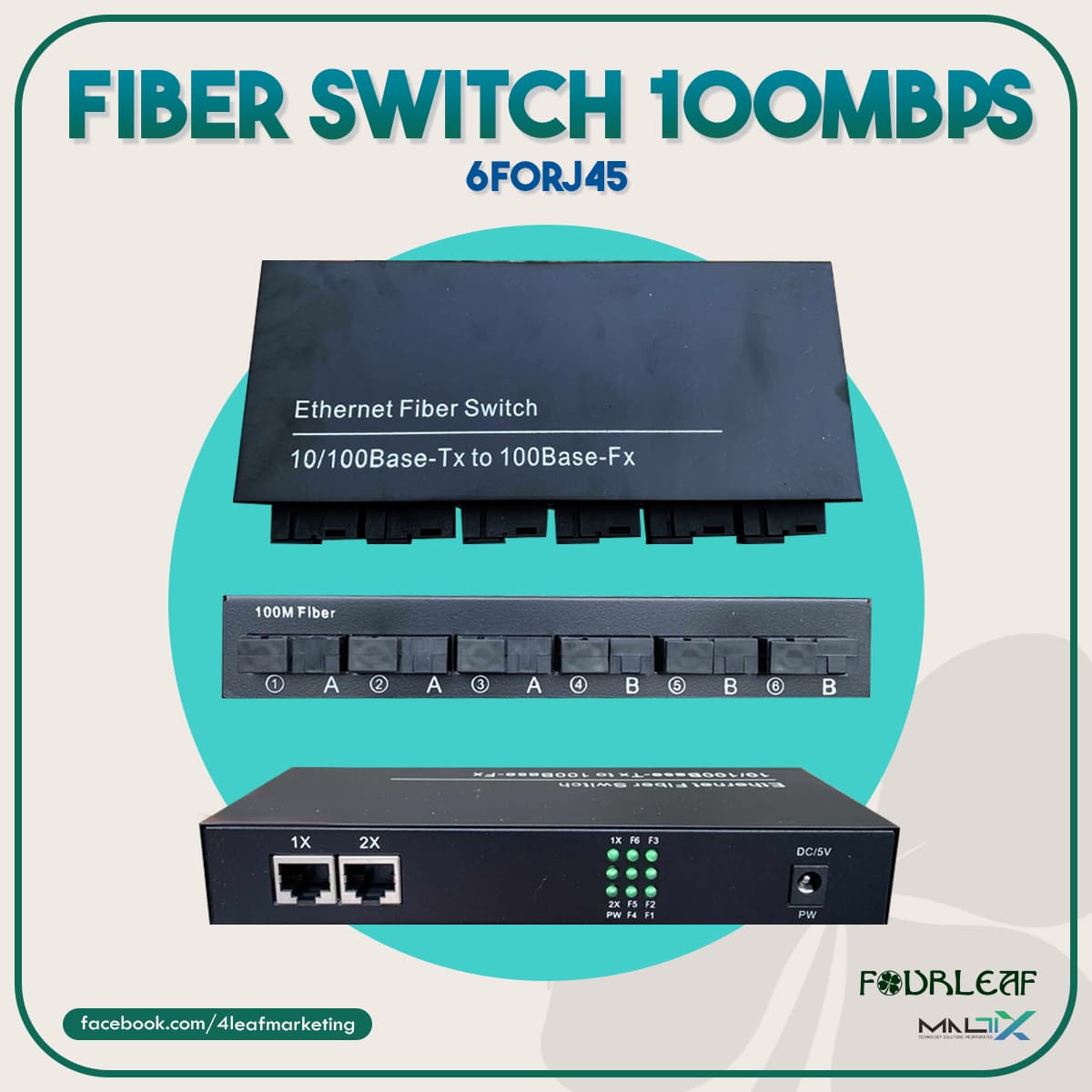 Fiber Switch 100mbps 6FORJ45