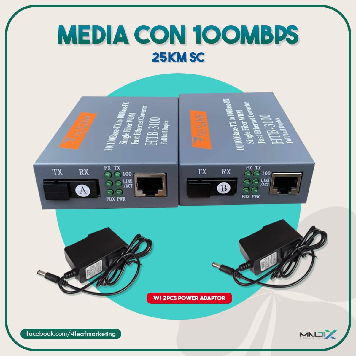 Media Con 100mbps 25km SC